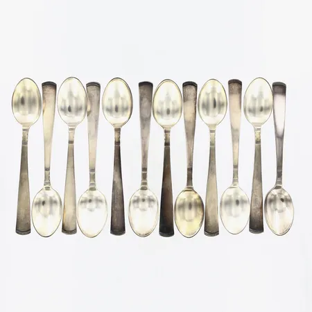 12 Kaffeskedar ca12cm modell:Rosenholm, GAB silver 830/1000 Vikt: 166,4 g