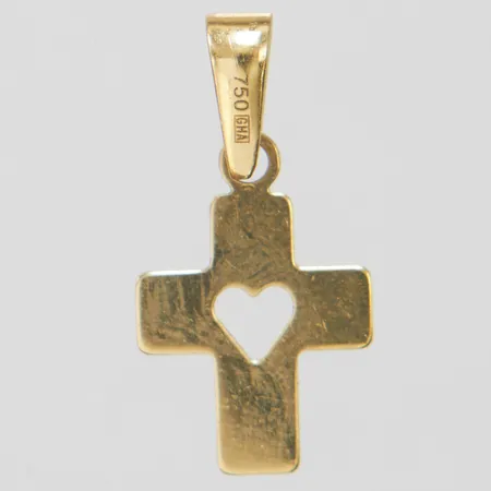 Hänge kors längd ca 18mm, bredd 9mm, GHA, 18K Vikt: 0,5 g