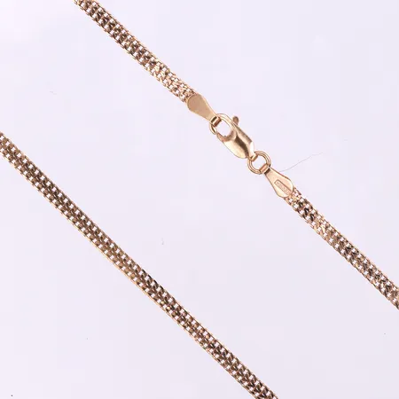 Collier Carlsén Sundsvall,längd ca 42 cm,bredd 2.8 mm,ojämnheter,18k. Vikt: 4,9 g