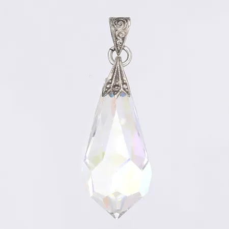 Hänge med vit sten längd inkl ögla 40mm bredd 15mm silver 835/1000 Vikt: 7,1 g