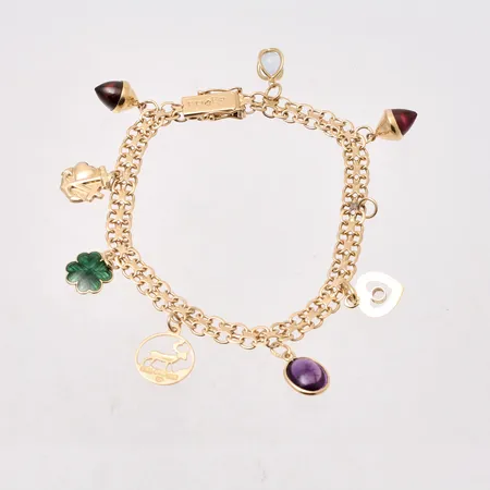 Armband X-länk bredd 5,7mm, 8st berlocker Rosins Ringar Ab, 1959, 18K guld, 15,06g.