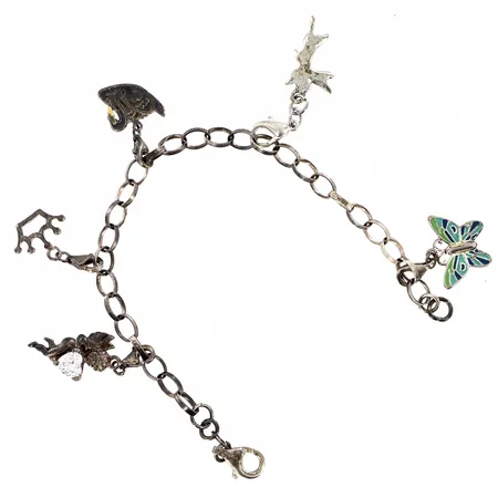 Armband Ankar 18cm, bredd;5mm, 5 hängen med karbinhakar 20-35mm, Silver 925/1000 Vikt: 13,5 g