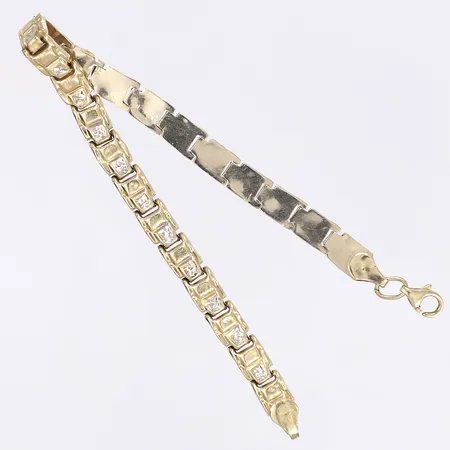 Armband längd 19cm bredd 5mm bucklor 14K Vikt: 6,3 g