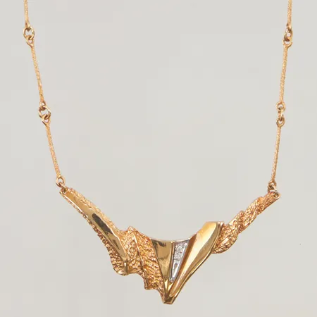 Collier diamant 2x 0,01ct 43cm stavar och ringar, 18K 8,4g.