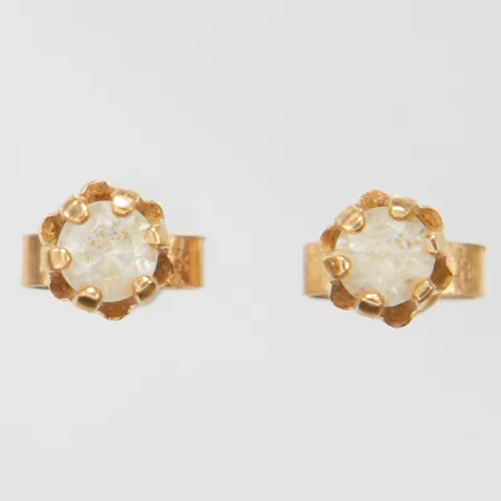 Örhängen med vita stenar Ø4mm, 18K Vikt: 0,9 g