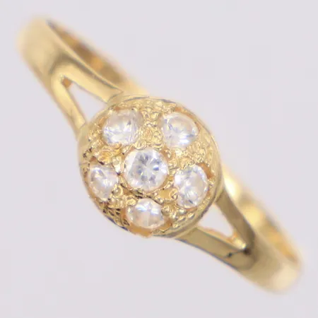 Ring med vita stenar stl:18¼, bredd 2-7mm, något skev, 14K Vikt: 1,3 g