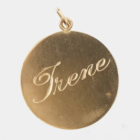 Hänge Ø17mm, gravyr, 18K guld.  Vikt: 1,2 g
