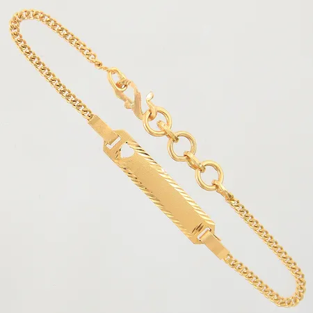 Armband Pansar med integrerad platta längd 14,5cm, bredd 2-5mm, något skev, 22K  Vikt: 3,4 g