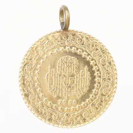 Mynt Ataturk 2008 Ø18mm, ögla i oädel metall, 21,6K  Vikt: 1,8 g