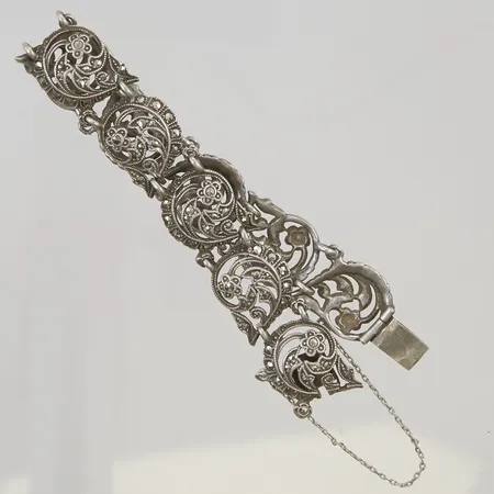 Armband markasiter 18,5cm bredd14mm en sten saknas 830/1000 Silver 23,0g.