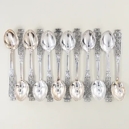 Teskedar tolv stycken, längd 12cm, modell princess, Ceson, Thore Eldh, silver 830/1000 Vikt: 148 g