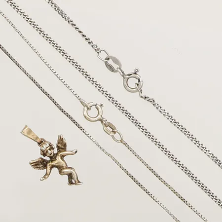 Kedjor och hänge, defekt, slitet, 925/1000 silver Vikt: 6,5 g