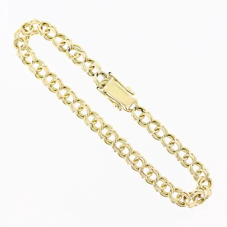 Armband Bismarck längd 17,5cm bredd 5mm slitage vid lås, synlig lagning, 18K.  Vikt: 8,7 g