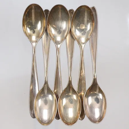 Sex kaffeskedar 11,5cm, silver 830/1000 Vikt: 68,5 g