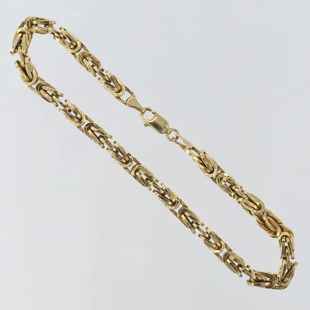 Armband Kejsar längd ca 21cm, bredd 4mm, ihåligt, småbucklor på länk 14K Vikt: 6,5 g