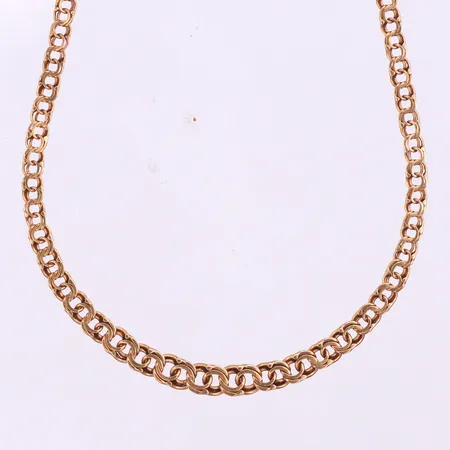Collier Bismarck,längd ca 44 cm,bredd ca 3.5-5.2 mm,bruksslitage,18k. Vikt: 7,8 g