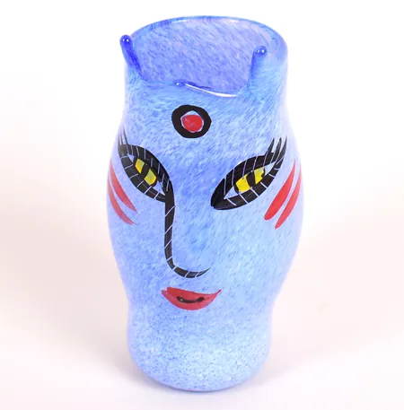 Miniatyrvas, Open Minds, Ulrica Hydman Vallien, artist coll, Kosta Boda, # 48748, höjd ca 10cm