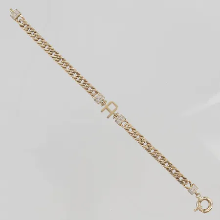 Armband 17cm defekt lås, vita stenar, 14K 6,8g.
