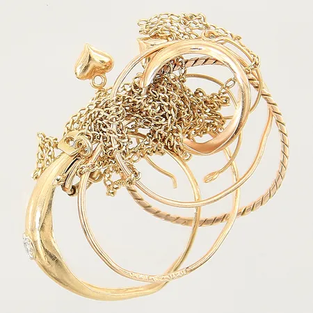 Diverse guldsmycken, udda, defekta, 18K  Vikt: 5 g