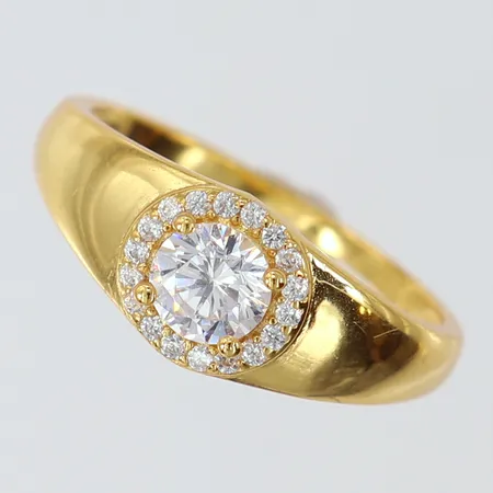 Ring förgylld vita stenar stl:17¼, bredd 1,5-7,5mm, 925/1000 silver  Vikt: 1,9 g