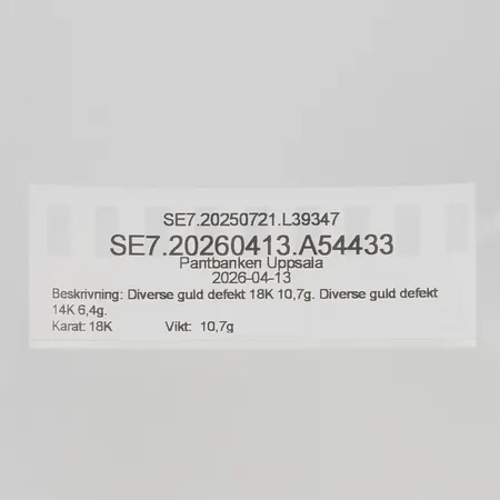 Diverse guld defekt 18K 10,7g. Diverse guld defekt 14K 6,4g.