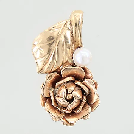 Hänge med odlad pärla, längd 17mm, bredd 2,2-9mm, 18K  Vikt: 2,9 g