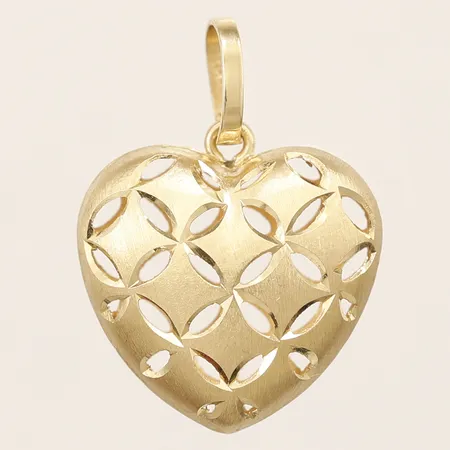 Hänge hjärta med genombruten dekor längd 13mm, bredd 13,5mm, 18K Vikt: 0,9 g