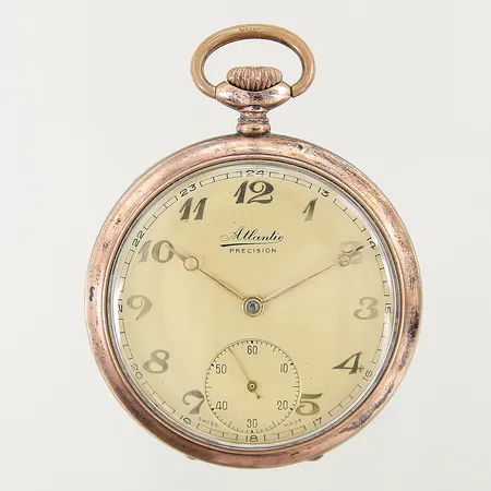 Fickur Atlantic Precision silver manuell Ø50mm, boett-nr: 17623, innerboett i metall, glas med mindre repor, inga tillbehör, silver 800/1000, bruttovikt: 69,1g