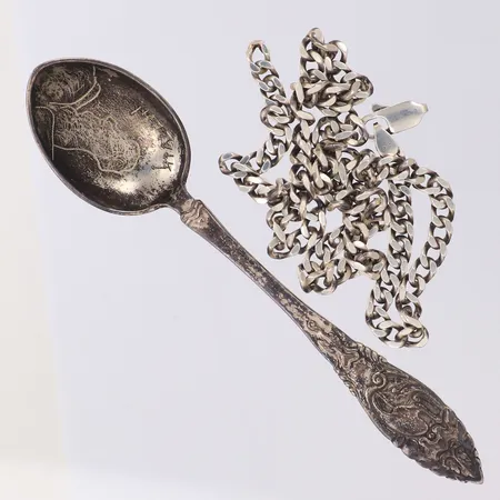 Sked och trasig kedja silver 830-925/1000 Vikt: 36,3 g