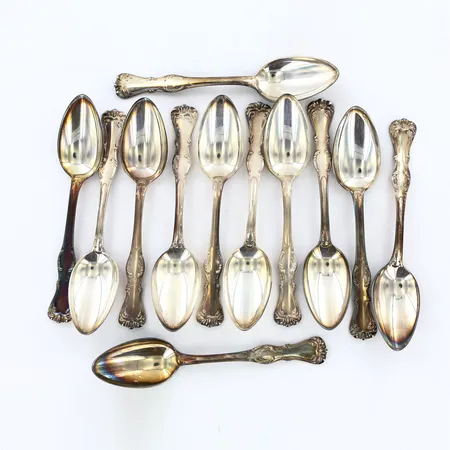 12 Skedar ca18,5cm modell:Prins Albert, GAB silver 830/1000 Vikt: 738,7 g