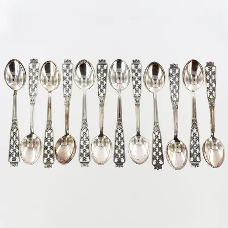 12 Moccaskedar 10,5cm, modell:Prinsess, CESON silver 830/1000 Vikt: 108,6 g