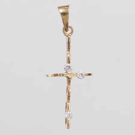 Hänge kors vita stenar längd 30mm bredd 2-11mm stenar saknas 18K  Vikt: 0,9 g