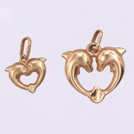 Hängen 2 st,höjd ca 8.5 och 13.4 mm,18k. Vikt: 1,3 g