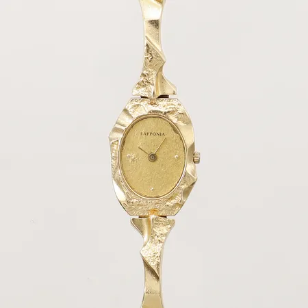 Armbandsur Pola Negri Lapponia Björn Weckström, serienummer, 228005, längd 19cm, urtavla ca 16 x 13mm,  Finland år 1988, defekt, skadad urtavla, 18K   Vikt: 33,4 g