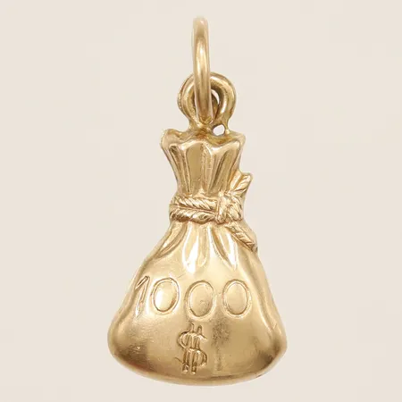 Hänge penningsäck längd 22mm inklusive ögla, bredd 10mm, 18K Vikt: 1,1 g