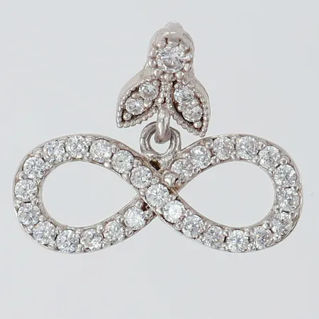 Hänge evighetstecken vita stenar ca 15x19mm inkl ögla, 925/1000 silver Vikt: 1,5 g