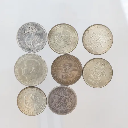 Diverse Silvermynt Oscar II - Gustav VI Adolf silver 400-830/1000 Vikt: 121,8 g