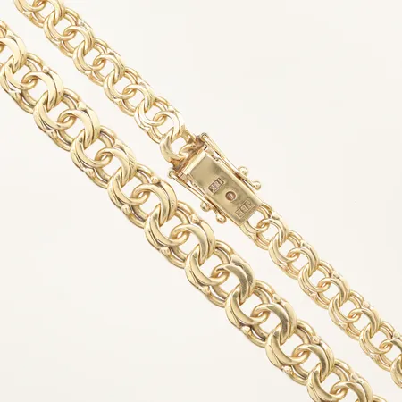Collier doserad Bismack längd 45cm, bredd ca 5,8-8,3mm, Jr Guld Och Juveler Hb Stockholm, 18K Vikt: 32,5 g