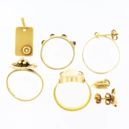 Diverse guld stenar defekter 18K. Bruttovikt: 19,5gram.  Vikt: 19,5 g