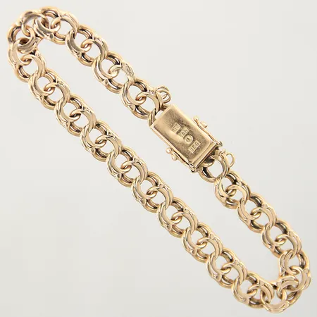 Armband Bismarck längd 19,5cm bredd 7,6mm, två öglor integrerade, 18K  Vikt: 19,5 g
