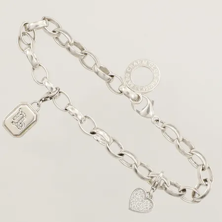 Armband Thomas Sabo med två berlocker, längd 20,5cm, bredd 6mm, silver 925/1000  Vikt: 17,8 g