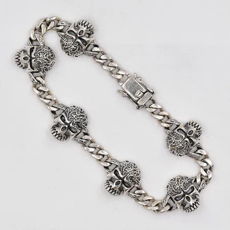 Armband Pansar dödskallar 20cm silver 925/1000 Vikt: 25,7 g