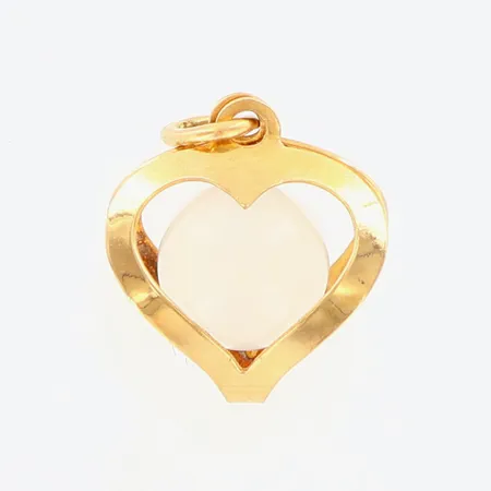 Häng hjärta med vit sten, ca 15mm, 18K Vikt: 1 g