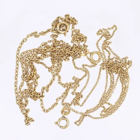 Diverse guld (3 kedjor) 2 kedjor med trassel 1 kedja av, 18K Vikt: 12,8 g