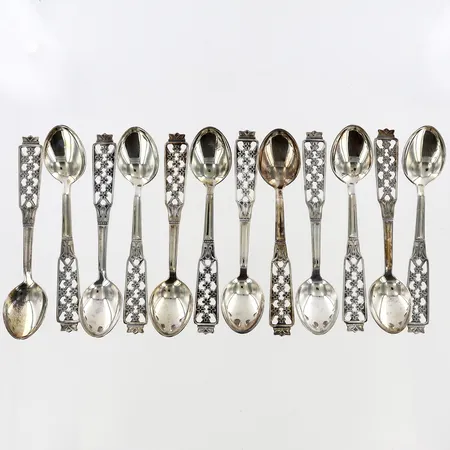 12 Kaffeskedar 12cm, modell:Prinsess, CESON silver 830/1000 Vikt: 166,2 g