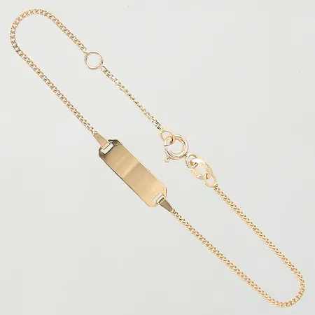 Barn armband med gravyr bricka, längd 14,5-16cm, bredd 0,6-5mm, 18K  Vikt: 1,7 g