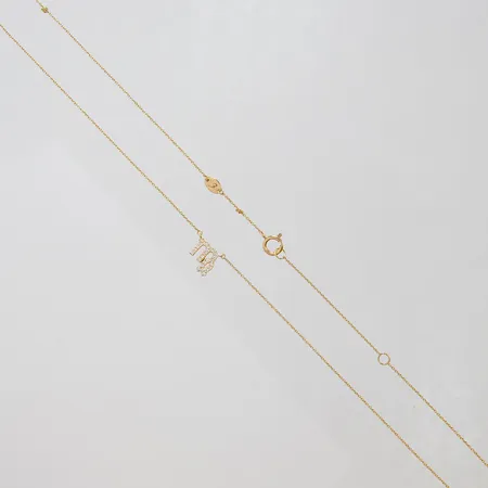 Collier Engelbert med 26 diamanter 0,09ctv enligt gravyr, längd ca 40-44cm, bredd 1-8mm, knutar, 18K Vikt: 1,5 g