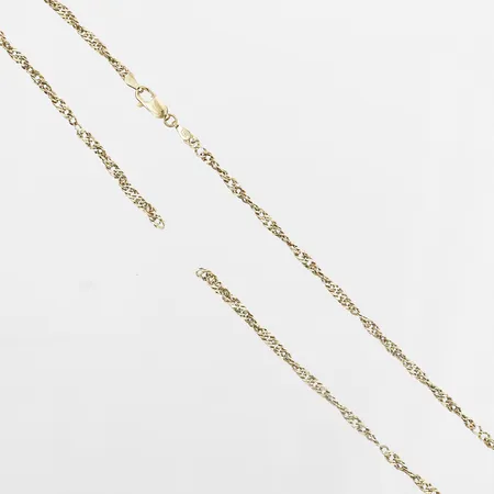 Kedja Singapore längd 50cm, bredd 2,5mm, defekt/av, 18K. Vikt: 3,5 g
