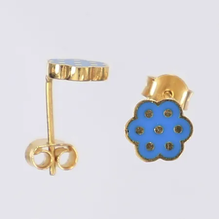 Ett par örhängen med turkose emalj Ø6mm 21K Vikt: 1,8 g