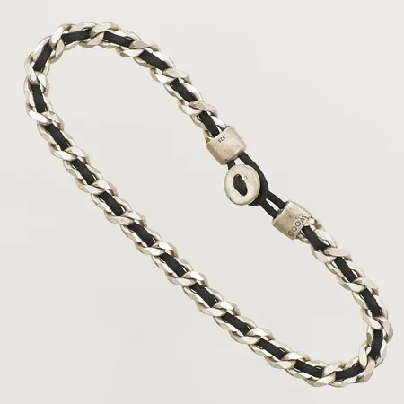Armband med läderrem Wood Elton längd 20cm, bredd 5,3mm, silver 925/1000  Vikt: 12,5 g